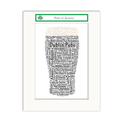 Jumble Ink - Pubs of County Dublin With A Pint Design Wall Art Print