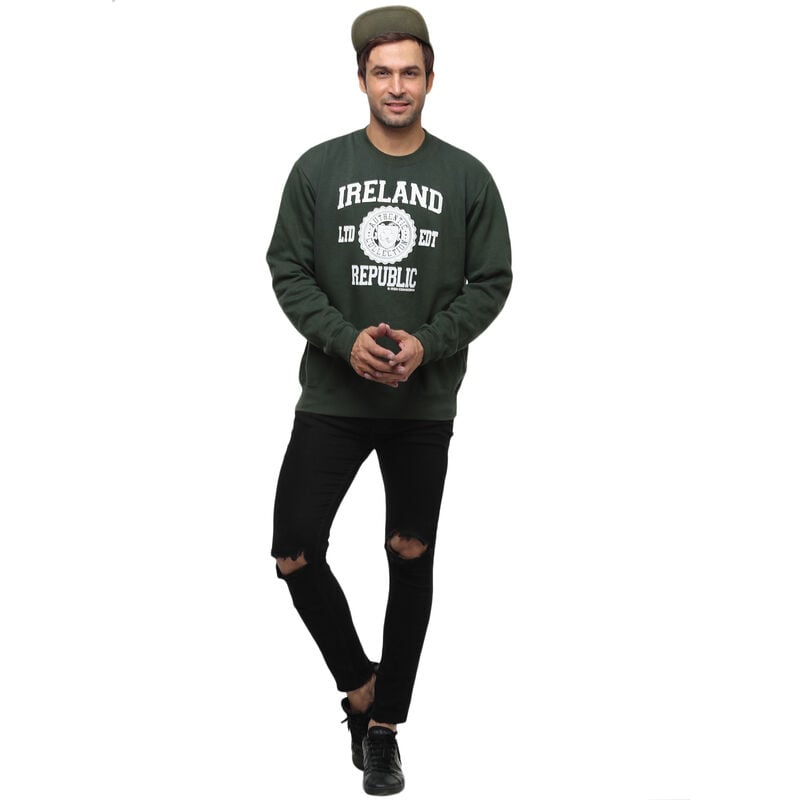 Pullover Sweater With Ireland Republic Print  Forest Green Colour