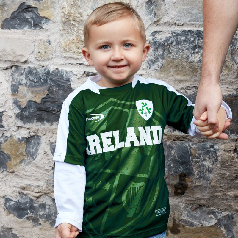 Ireland Lansdowne Kids Top With Shamrock Sprig Crest  Bottle Green Colour