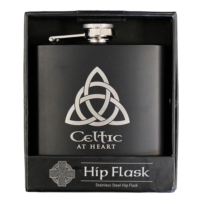 Green Celtic Trinity Knot Designed Stainless Steel 6Oz Hip Flask
