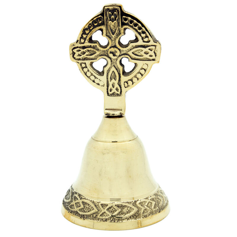Solid Brass Bell With Celtic Cross Shape Handle