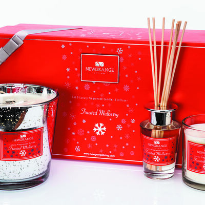 Frosted Mulberry Luxury Set 3(2 Candles,Diffuser)
