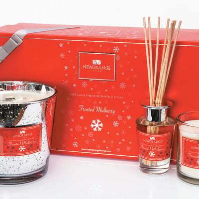 Frosted Mulberry Luxury Set 3(2 Candles,Diffuser)