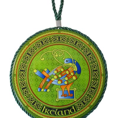 Irish Weave Ceramic Pot Stand/Hanging Decoration With Celtic Peacock Design