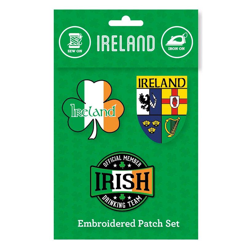Ireland Embroidered Patch Set Drinking Team Sew On Iron On  3-Pack