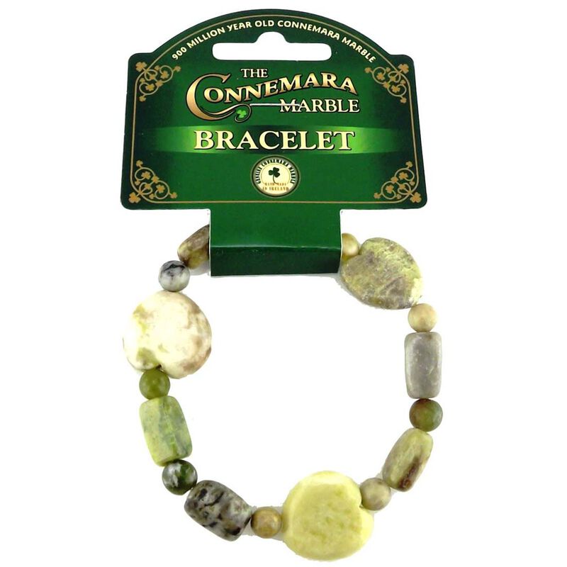 Connemara Marble Celtic Bracelet With Round And Heart-Shaped Nuggets