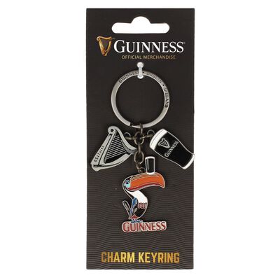 Official Guinness Multi-Charm Keyring With Pint  Harp And Toucan Charms