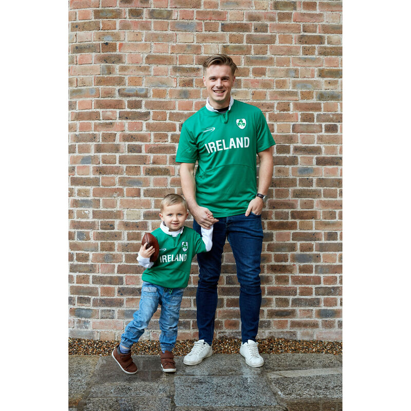 Ireland Shamrock Crest Design Kids Rugby Shirt  Green Colour