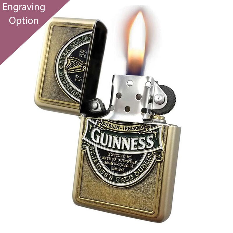 Wind Proof Oil Lighter with Gold Colour Casing - Guinness Ireland Collection