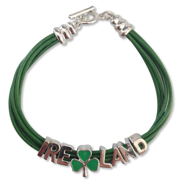 Green Wristband With Diamante Ireland Wording
