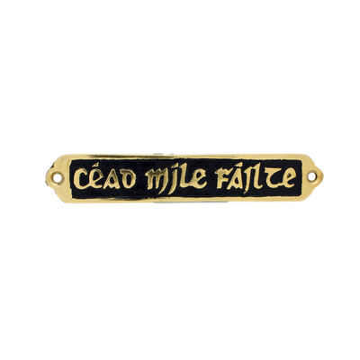 Small Solid Brass Wall Plaque With Cead Mile Failte On Black