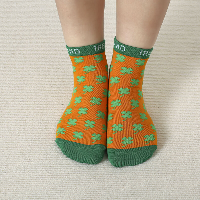 Green Black and Orange Shamrock Ankle Socks 3 Pack