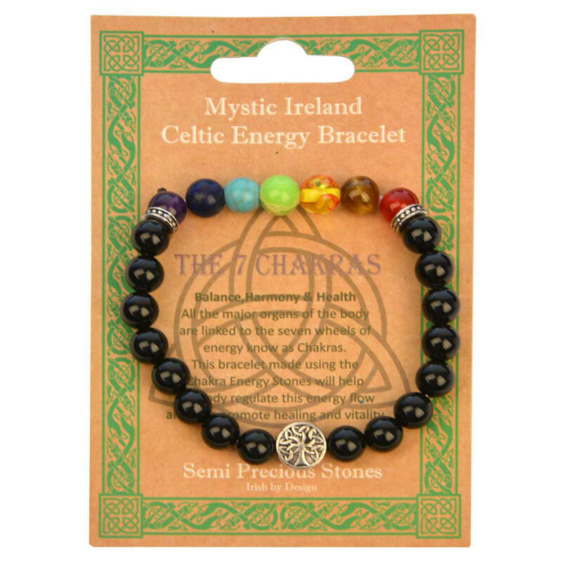 Mystic Ireland 7 Stone Chakras Semi Precious Stone Celtic Energy Bracelet