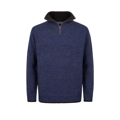 IrelandsEye Knitwear Super Soft Lambswoo Half Zip Sweater, Marl Navy Colour