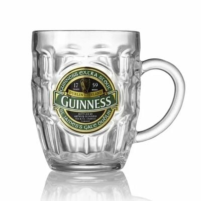Dimpled Glass Tankard with St. James Gate Label - Guinness Ireland Collection