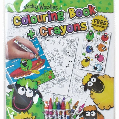 Wacky Woollies Colouring Book and Crayons with Free Stickers