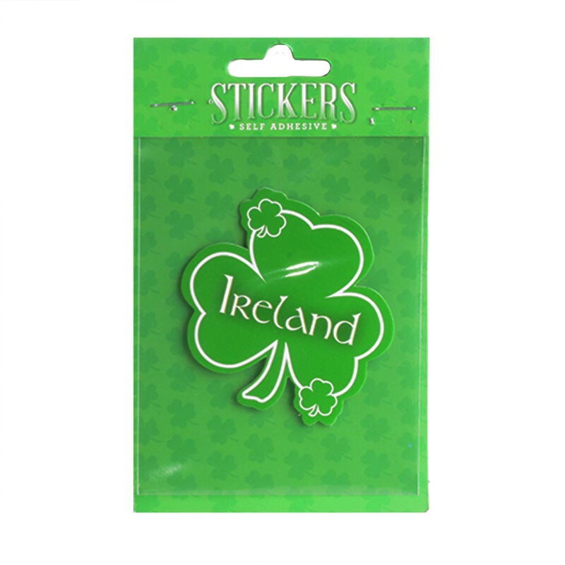 Green Shamrock Sticker with Ireland Text  Suitable for Indoor and Outdoor Use