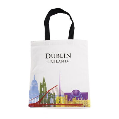 Printed Canvas Shopping Bag Of Famous Historic Dublin Landmarks