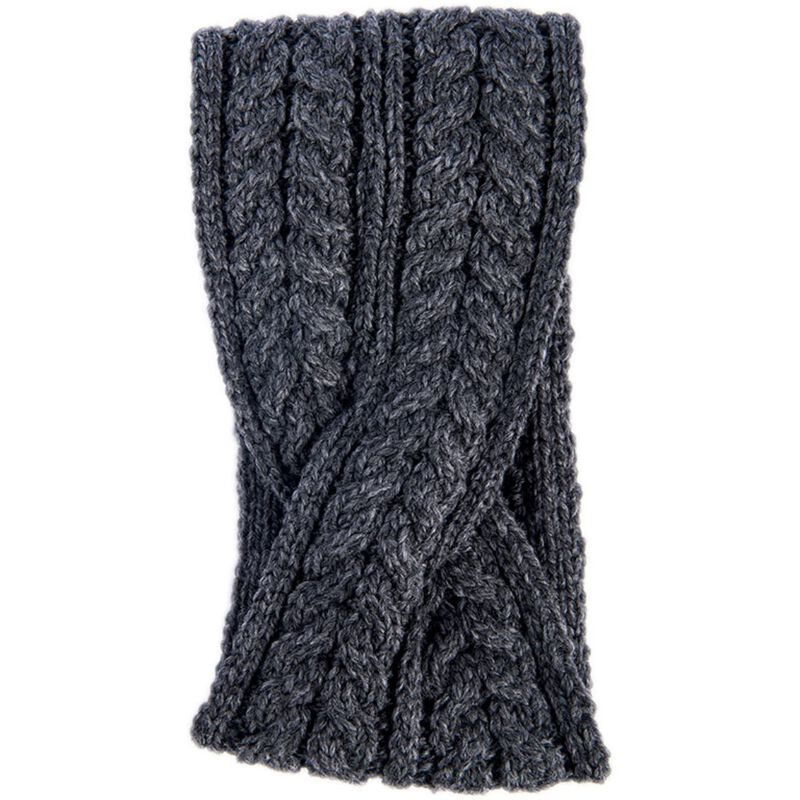 Aran Woollen Mills Super Soft Merino Wool Crossover Headband  Dark Grey Colour
