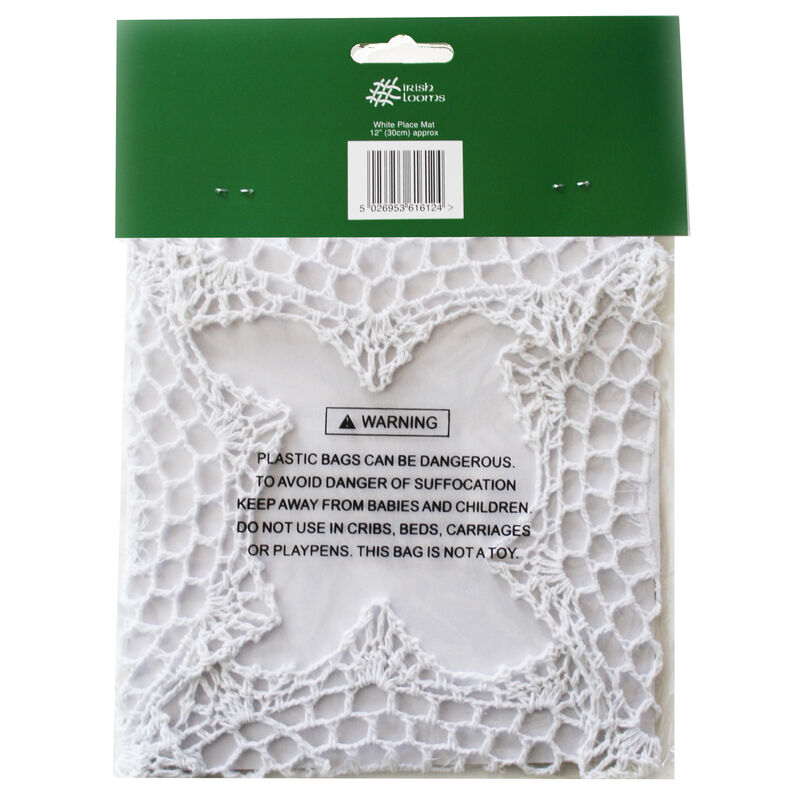 Pure Cotton White Table Centre Designed With Shamrock Crochet  30Cm