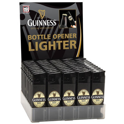 Guinness Electronic Single Lighter And Bottler Opener With Lapel Design  Black Colour