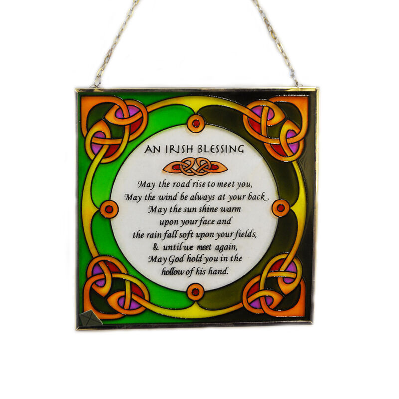 6.5 Stained Glass Hanging Panel With Irish Blessing