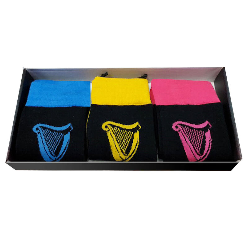 Official Guinness Multi Gift 3 Pack of Socks, Black Colour