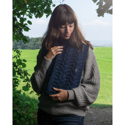 Irish Knitwear Co. Aran Cable Knitted Snood, Navy Colour