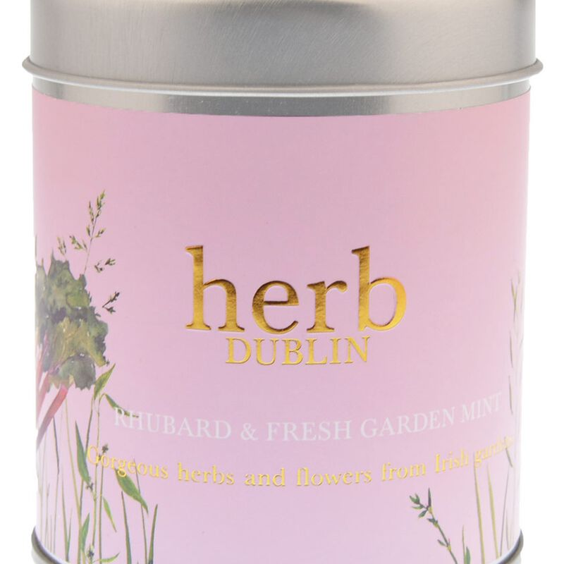 Rhubarb And Fresh Garden Mint 35 Hour Soy Wax Candle From Herb Dublin  180g