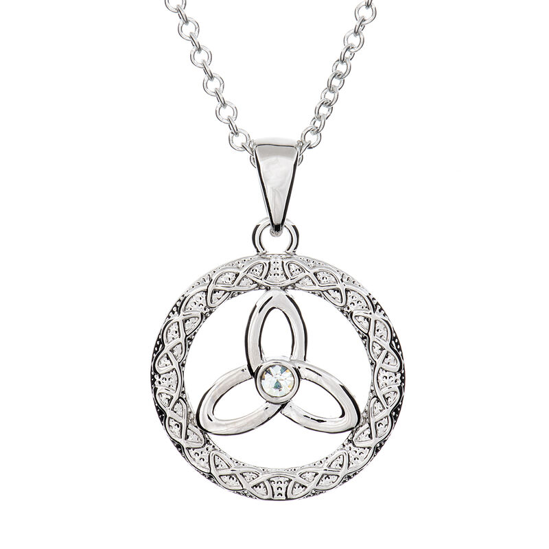 Silver Plated Carrick Silverware Cubic Zirconia Celtic Knot with Circle Pendant
