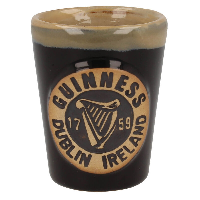 Official Guinness Pottery Shot Measure With Harp Logo Design