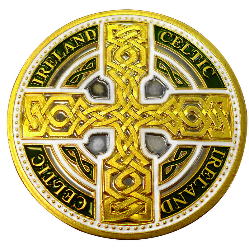 Collectors Edition Coloured Celtic Knot Cross with Ireland and Celtic Text Token
