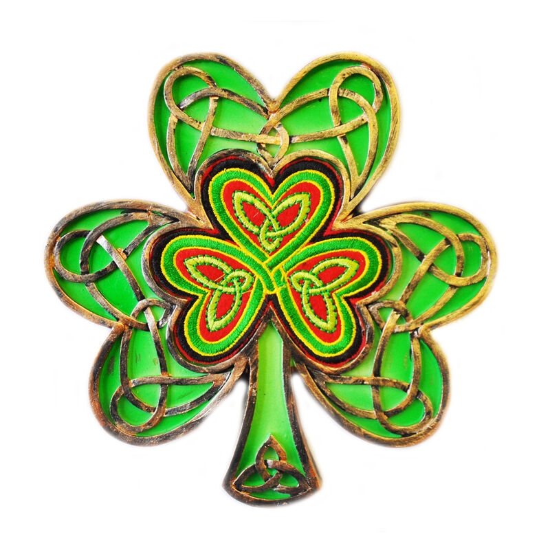 Celtic Threads Hand Painted Wall Plaque Shamrock