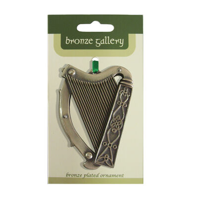 Bronze Plated Hanging Ornament  Harp Design