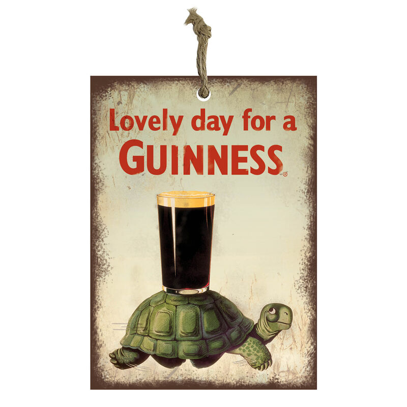 Official Guinness Mini Metal Bar Sign With Tortoise And Pint Glass Design