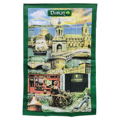 Dublin Montage Landmarks Cotton Tea Towel