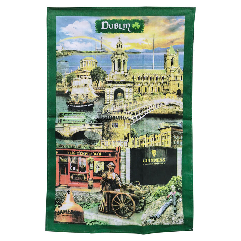 Dublin Montage Cotton T-Towel With Famous Dublin Landmark Design