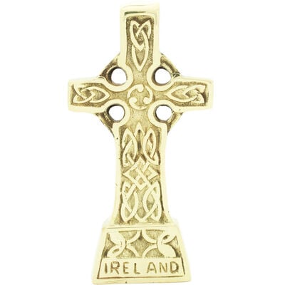 Solid Brass Standing Celtic Cross With Trinity Knots