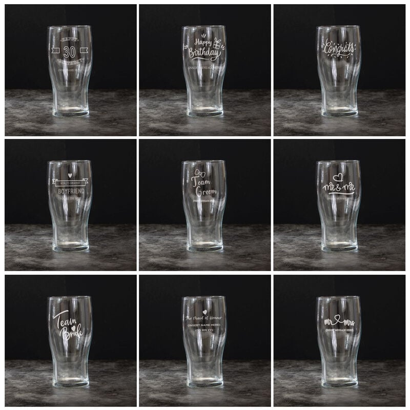Personalised Pint Glass With Engraving and Gift Box