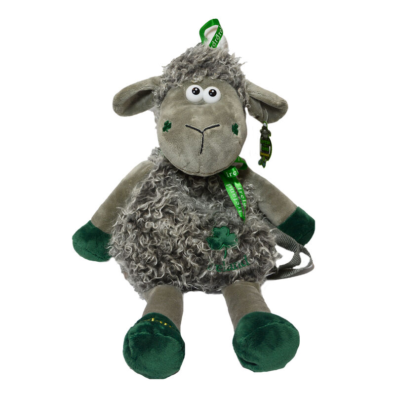 Lorcan The Lamb Backpack With Green Shamrock And Ireland Ribbon Design