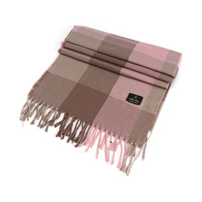 Celtic Ore Woollens Check Design Scarf  Cream  Brown  Pink Colour