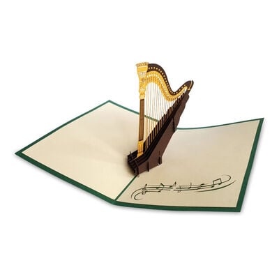 Pop-Up Card With Harp Design