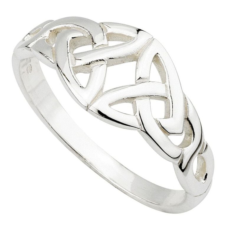 Hallmarked Sterling Silver Elegant Double Trinity Knot Design Ring