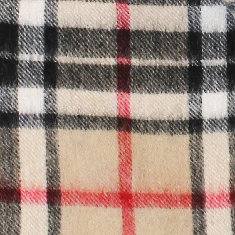 Carrolls Irish Designs Wool Scarf With Beige  Black  Red and White Design