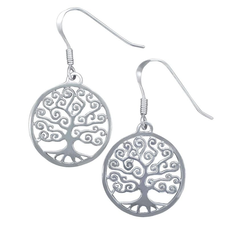 Hallmarked Sterling Silver Tree Of Life Designed Earrings