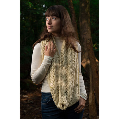 Irish Knitwear Co. Aran Cable Knitted Snood, Oatmeal Colour