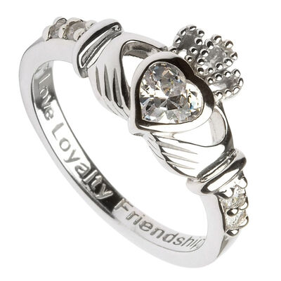 Shanore Claddagh April Diamond Birthstone Ring