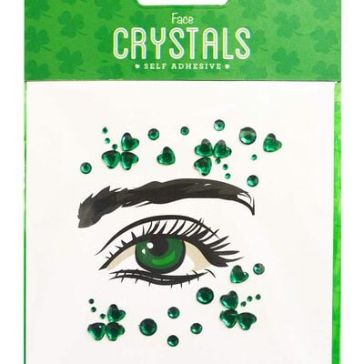 Green Shamrocks And Gems Self Adhesive Glitter Face Crystals