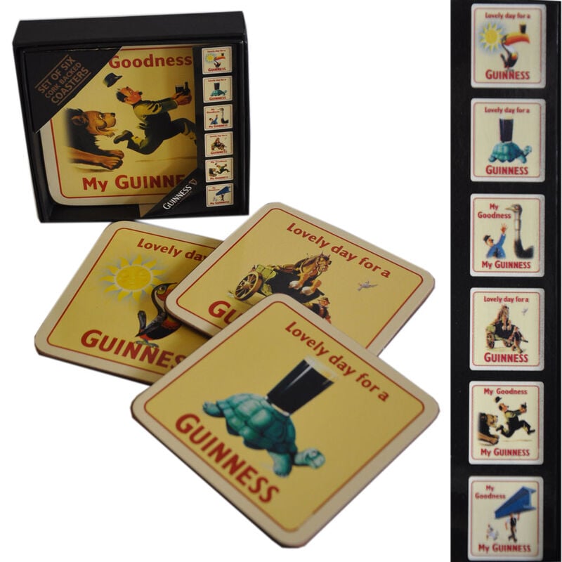 Guinness Heritage 6 Pack Coaster - Cork Backed