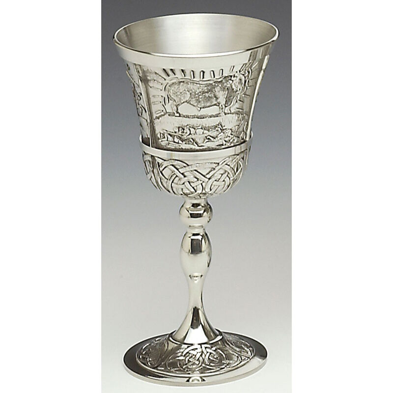 Mullingar Pewter Mythical Goblet With Queen Maeve And Bull Scenes